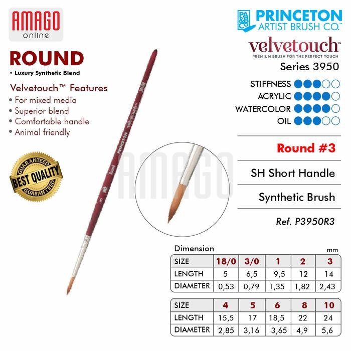 

KUAS - PRINCETON VELVETOUCH SERIES 3950 BRUSH - SYNTHETIC - ROUND - 18 per 0