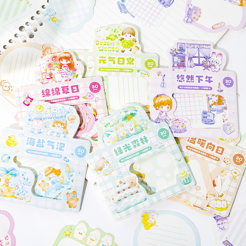 

MOHAMM 30 Sheets Cute Cartoon Memo Pad Notes for Scrapbook Collage Lovers Schedule Reminders Office Home