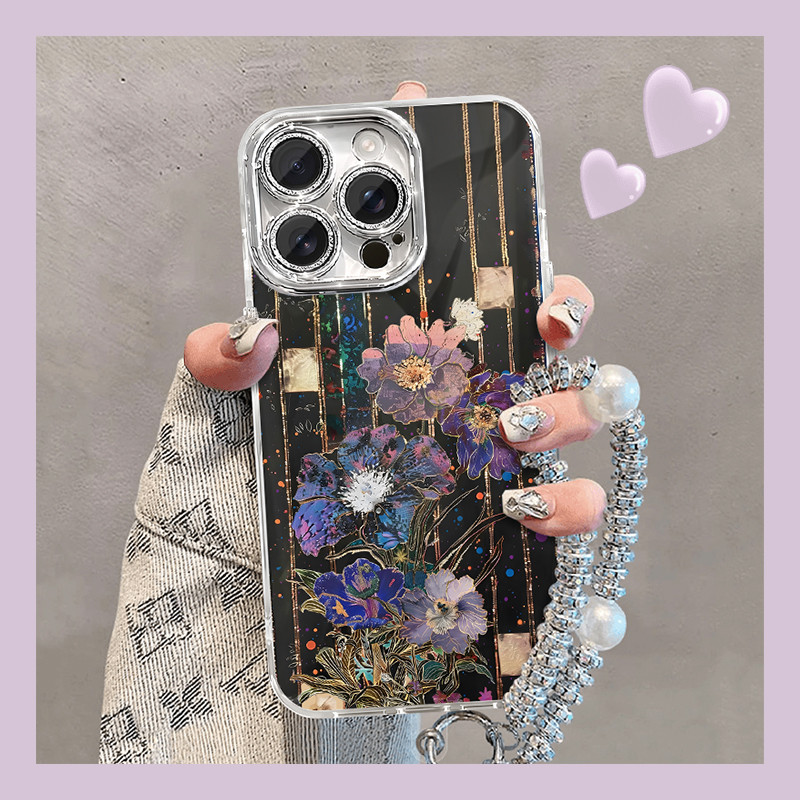 Bunga ungu pada latar belakang hitam Case Cocok untuk iphone ip11 ip11Pro ip11ProMax ip15 pro ip14 P