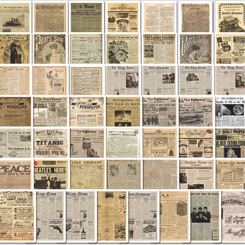 

Stiker Cutting Pack Stiker Vintage Newspaper Isi 100Pcs Series Aesthetic Lucu Keren Untuk Koper Bahan Vynil