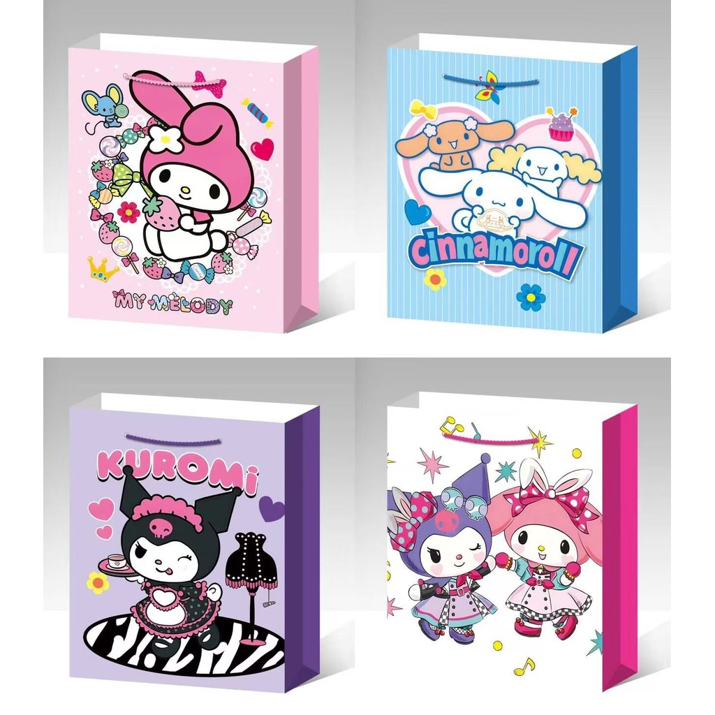 

Paper Bag Gift Cute Hadiah Premium 3d Silver Glitter Motif Sanrio Kuromi Melody Monroll - OS0640