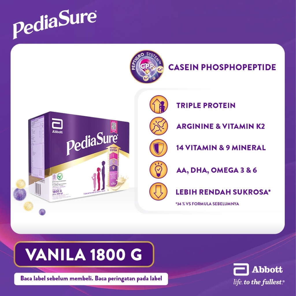 

PediaSure Vanila 1800 g (1-10th) - Nutrisi Pertumbuhan