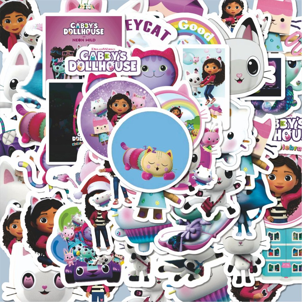 

100PCS Lucu Stiker Kartun Gabby's Dollhouse Stiker Aesthetic Stiker Anti Air Stikers Berperekat Waterproof sticker decal buat Motor Helm Buku Journal Koper Casing HP Laptop Botol Minum Hadiah anak