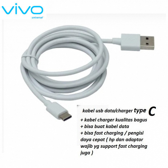 (putih) usb type C kabel charger vivo iQOO 11 (V2243A/PD2243F) - vivo iQOO 11s (V2304A) - vivo iQOO 