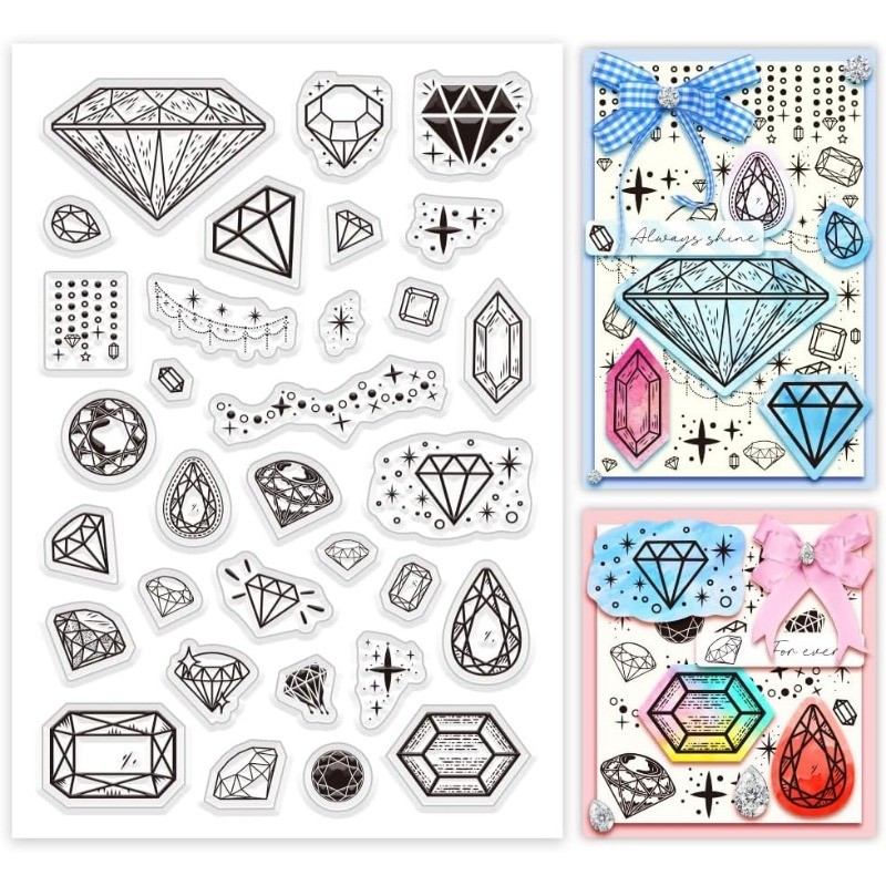 

1Sheet Diamond Clear Stamps for Crafting Gemstone Silicone Stamps Transparent Seal Stamps Rubber Stamps Sheets for Thanksgiving