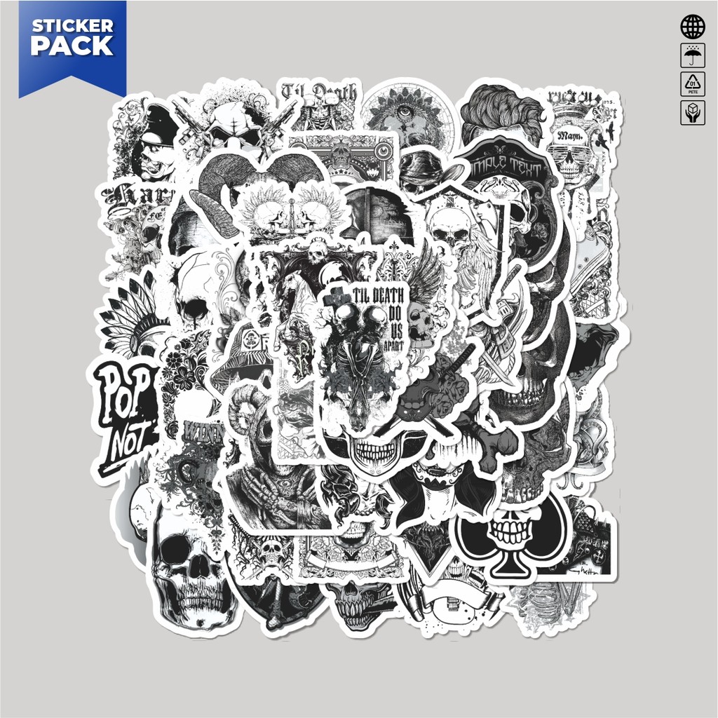 

[100PCS]Stiker Pack Stiker Punk Gothic Art Classical Black & White Aesthetic Vinyl Anti Air Dekorasi Sticker Laptop Buku Journal Koper Helm Casing HP Gitar Helm Skateboard