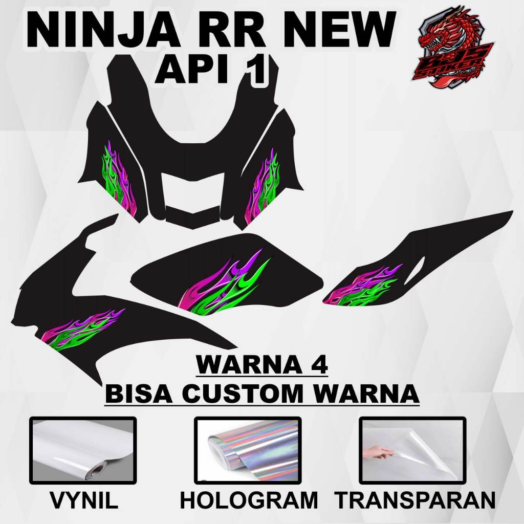 [ COD ] Stiker motor Kawasaki Ninja RR motif Api 1