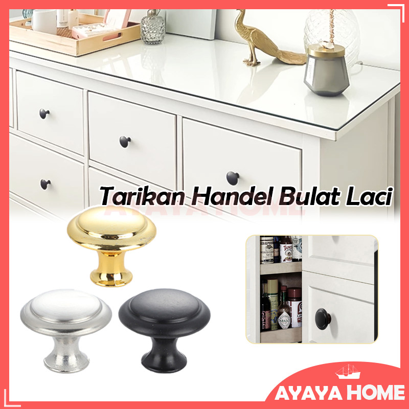 Handle Tarikan Laci Bulat/Pegangan Laci Lemari Bulat+Sekrup