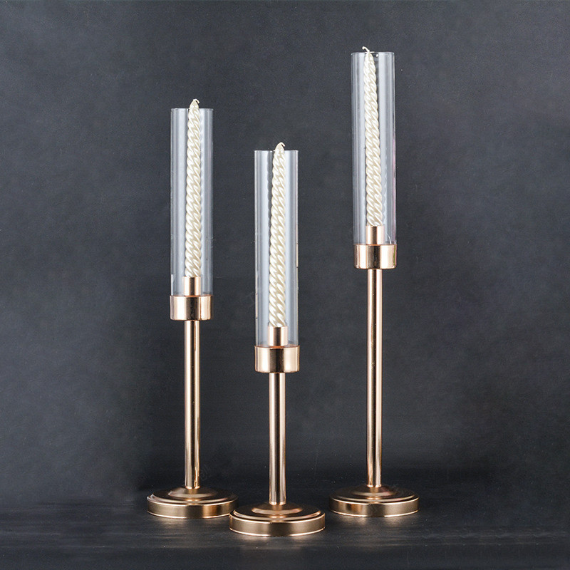 New Tempat Lilin Kristal Single Gold Glass Candle Holder Dekorasi Pesta Wedding Dekor Ruangan Meja M