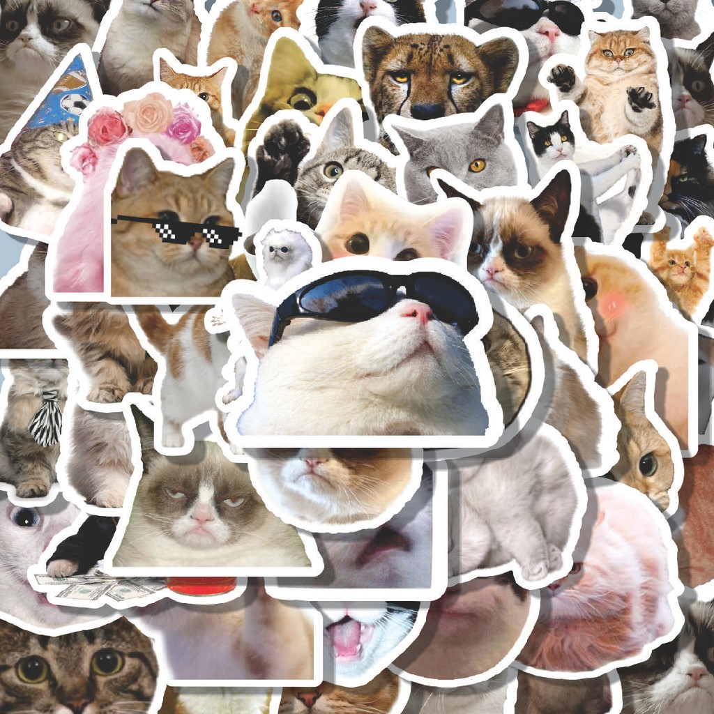 

100PCS Lucu Stiker Funny Cats Emoji [Emoji Kucing Lucu] Stiker Aesthetic Stiker Anti Air Stikers Berperekat Waterproof sticker decal buat Motor Helm Buku Journal Koper Casing HP Laptop Botol Minum Hadiah anak
