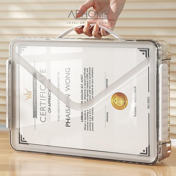 

APHOME Kotak Penyimpanan Kertas dan Map File Organizer Transparent Paper Box Storage Clear MAPRAJA - Medium, Putih