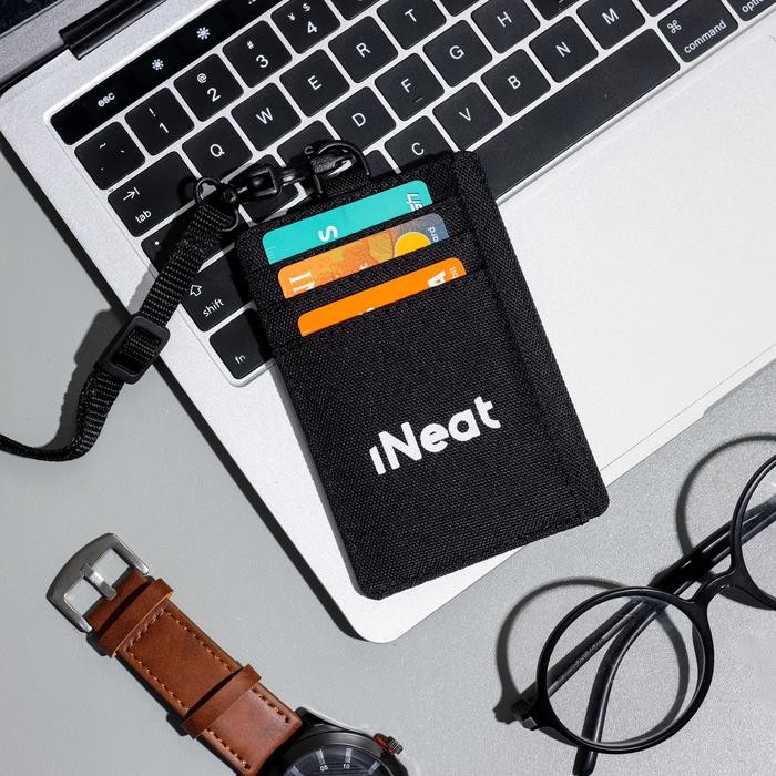 

iNeat Card Holder Lanyard ID Card Nametag llet - Dompet Kartu Polos - Black