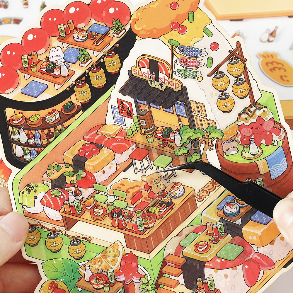 

Dessert House 3D Visual Pocket House Scene Stickers Landscape Stickers Stacking and Pasting DIY Stickers Festival Gifts