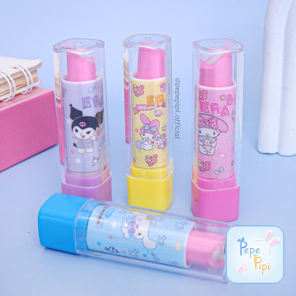 

Penghapus Putar ER-1908 Lipstick Karakter Sanrio Eraser Karet Hapusan Stip Setip Lipstik Lipen