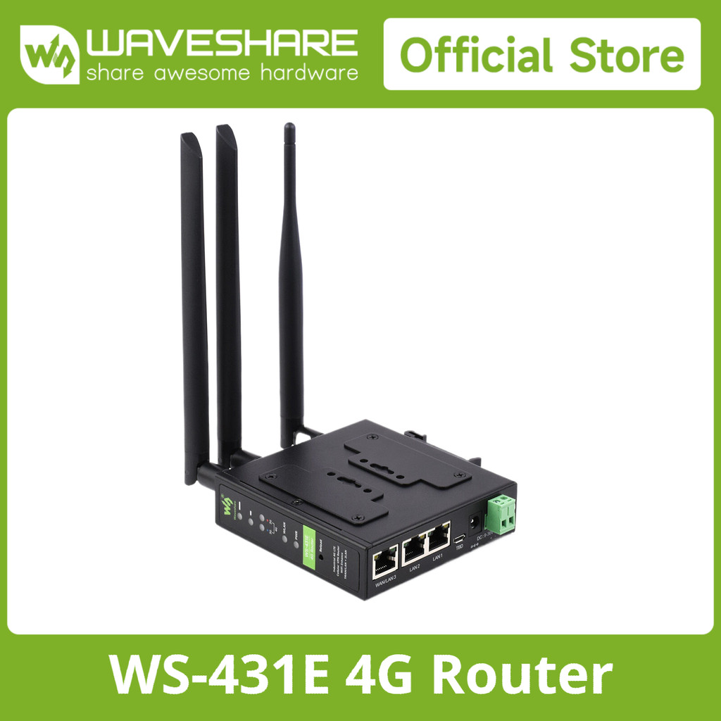 Waveshare Industrial 4G LTE Router, Multiple VPN Protocols, 3-ch Ethernet Ports,Dual Qualcomm,Cellul