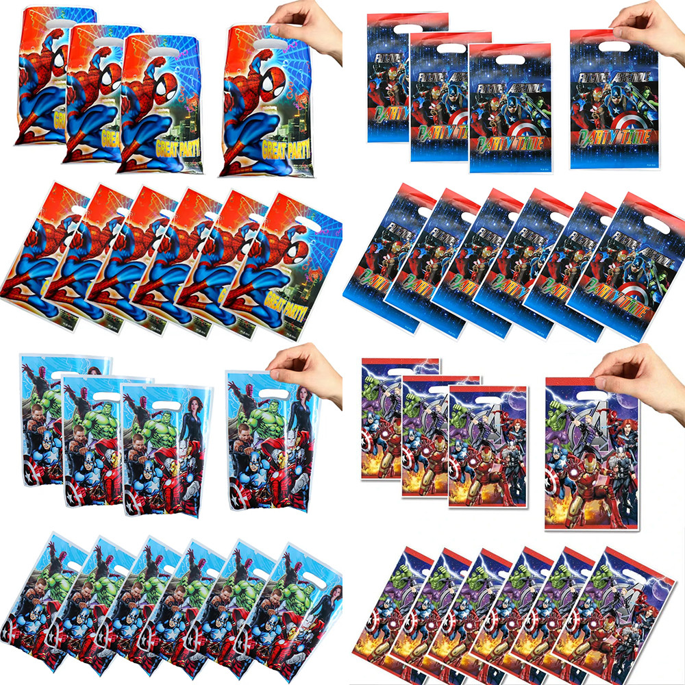 

Spiderman Superhero Birthday Party Gift Bags The Avengers Hulk Iron Captain America Boy Candy Loot Bag Kid Birthday Party Favors