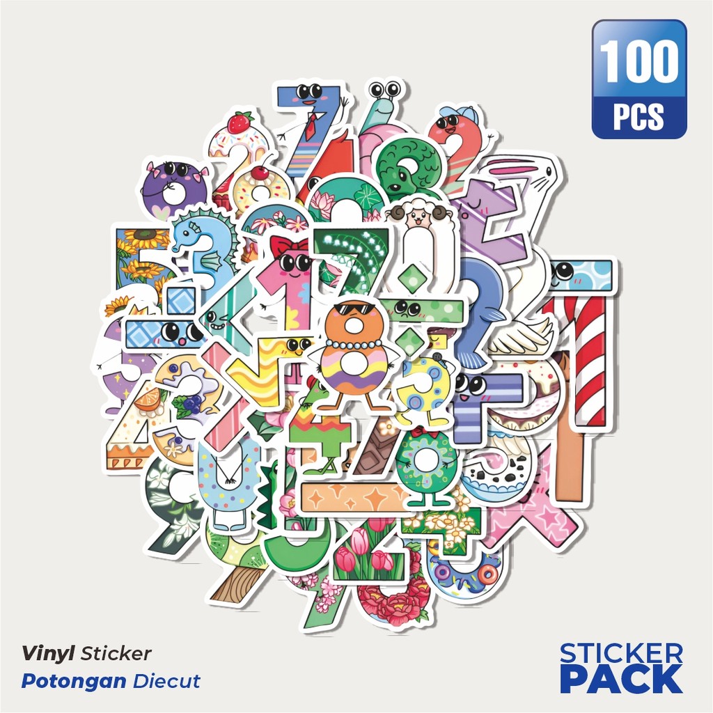 

Super Hemat! 100 PCS Stiker Numerik Waterproof Aesthetic- Untuk Laptop, Motor, dan Helm - Paper Stationery Pack