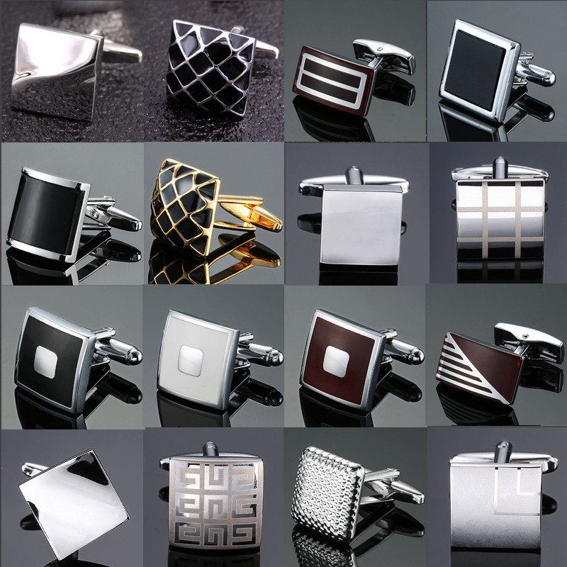 

High quality Enamel copper material laser metal line, lattice cuff fashion men's French shirts cuffs Cufflinks wholesale