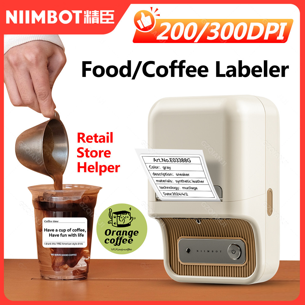 

300dpi Niimbot B21PRO Thermal Label Sticker Printer 200dpi B21 with Paper Rolls 20-50mm Mini Maker for Coffee Shop Bakery Use