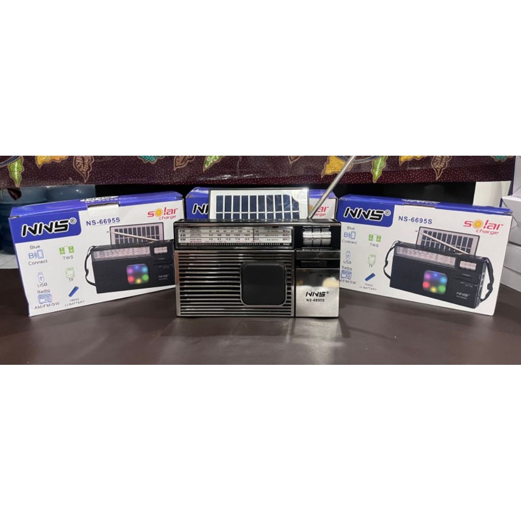 COD PROMO // MURAH // TERLARIS Radio Bluetooth NNS NS-6695S – Speaker AM/FM/SW, TWS, USB/TF, Solar C