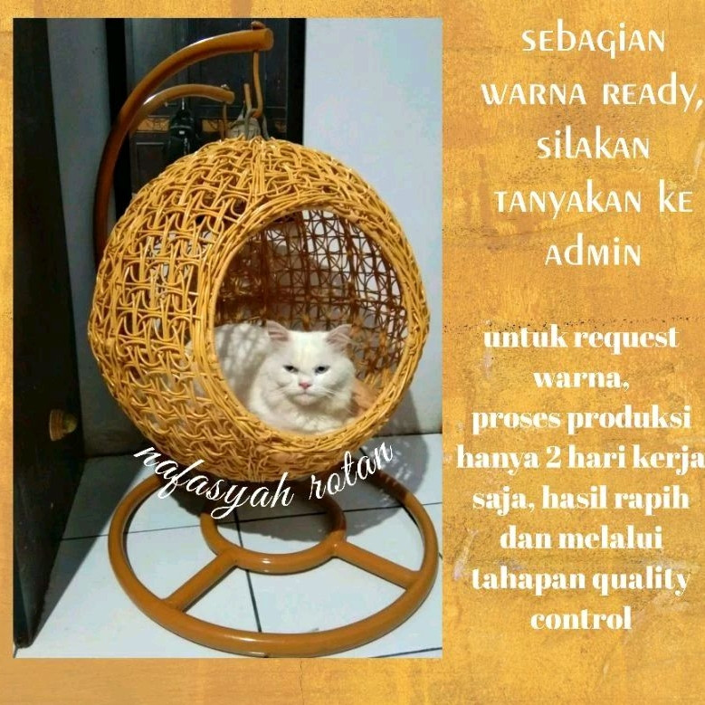 ayunan kucing rotan sintetis / rumah kucing / kandang kucing
