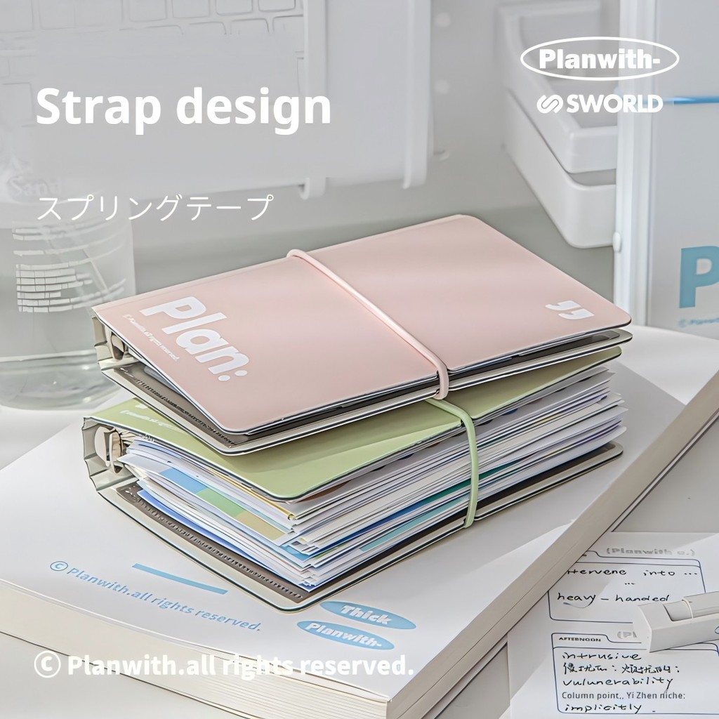 

A7 44 Sheet Mini Notebook Ins Simplicity White Blue Journal 6 Ring Loose Leaf Scrapbook Journal Portable Pocket Planner Student