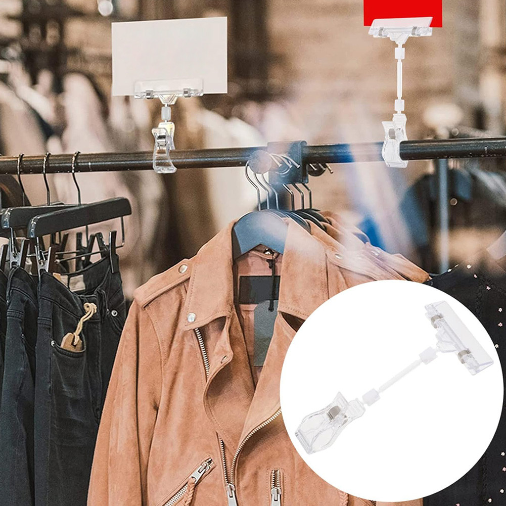 

25 Pcs Plastic Sign Holder Clip Clear Swivel Price Signs Clip Rotatable Price Rack Shelf Clips for Retail Rack Baskets Or Cards