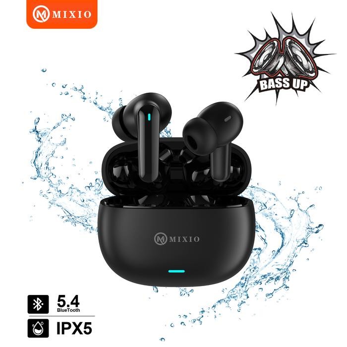 Hot Produk MIXIO X8 TWS SUPER BASS WIRELESS BLUETOOTH EARPHONE TWS MINI EARBUDS 5.4 - Hitam  Terbaik