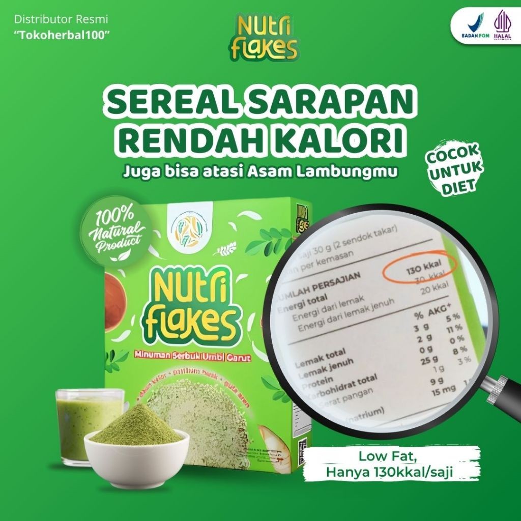 

Nutriflakes Sereal Umbi Garut - Solusi Atasi Asam Lambung Maag dan Cocok untuk Diet 1 Box Official