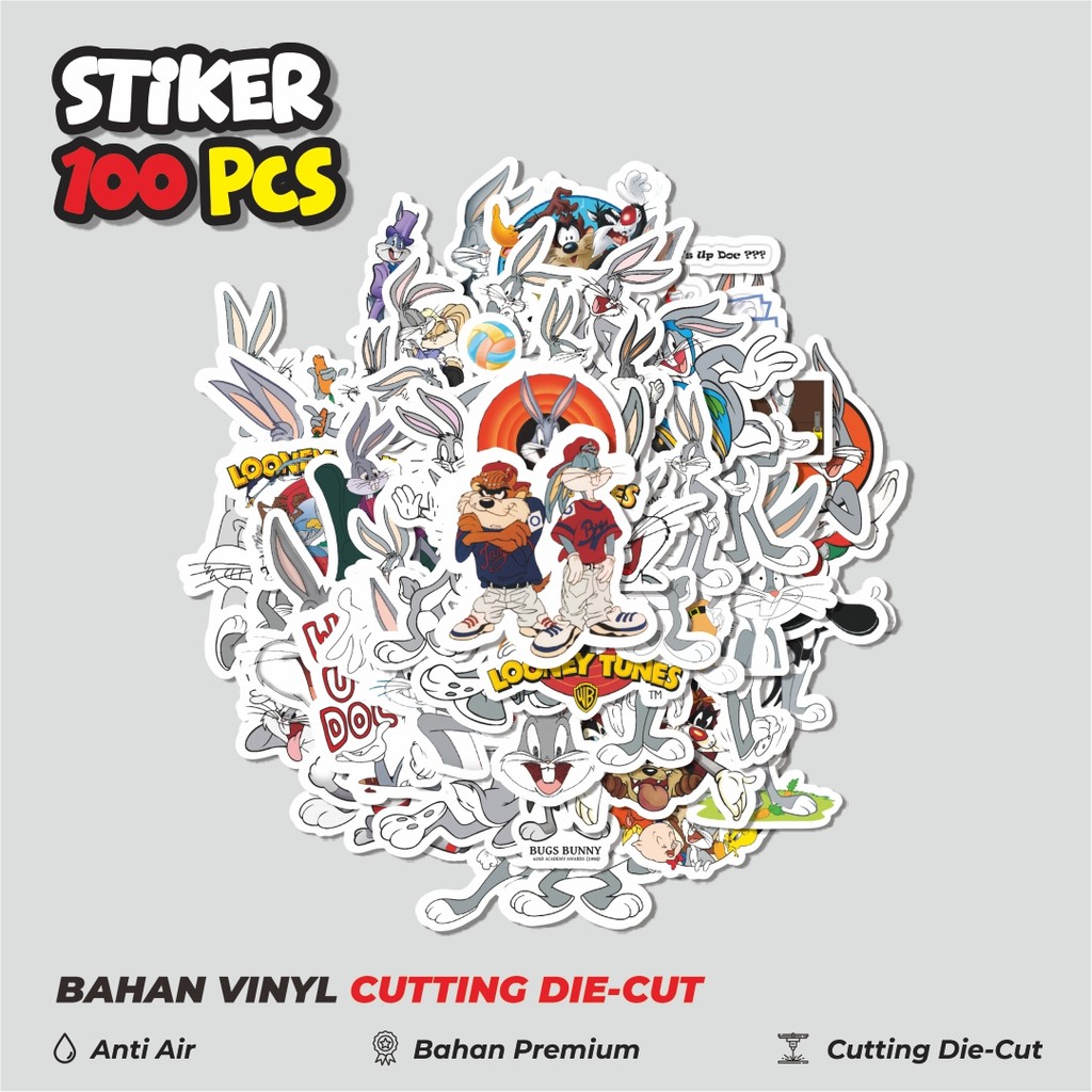 

Terbaru! 50 pcs Stiker Kartun Warmer Bros Series Looney Tunes Character Bugs Bunny Dekorasi Lucu Kreatif untuk Notebook, Skateboard, HP