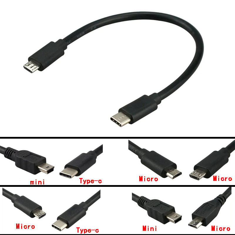 

Micro USB mini 5P Male to USB 3.1 Type-c Male Converter OTG Adaptor Lead Data Cable 0.25m