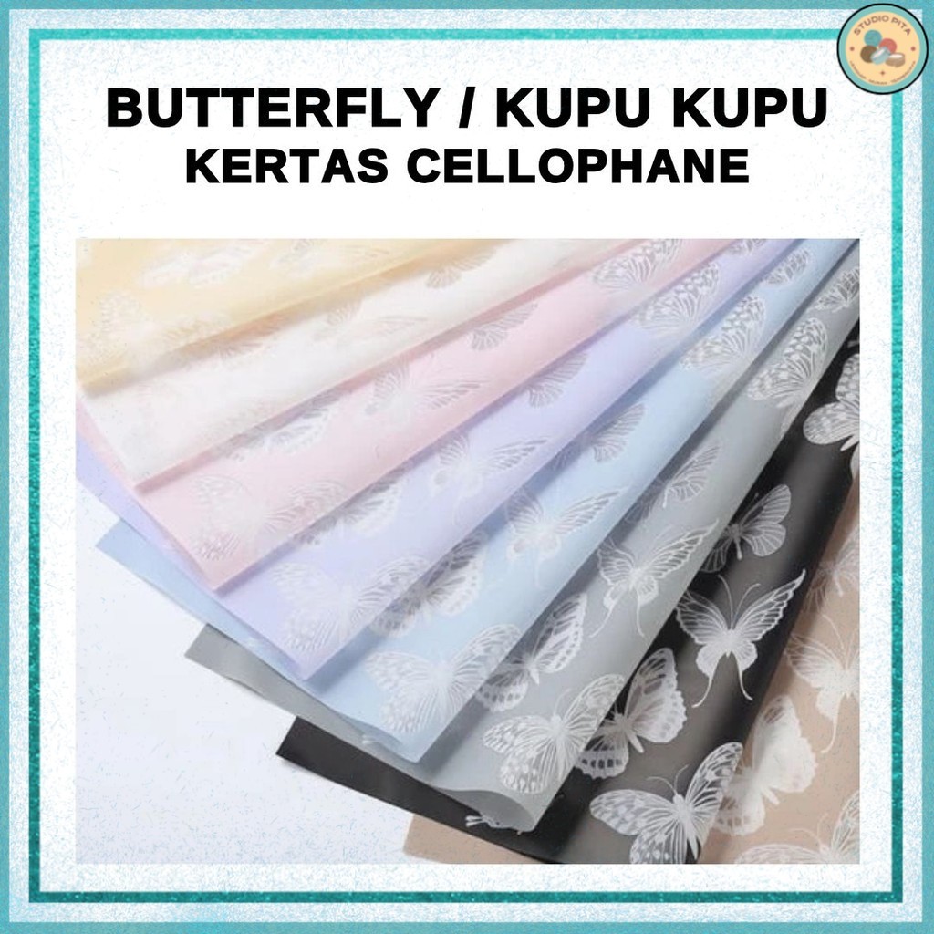 

(20 LEMBAR) BUTTERFLY KUPU KUPU - Flower Wrapping Cellophane / Kertas Buket Bunga Hand Bouquet