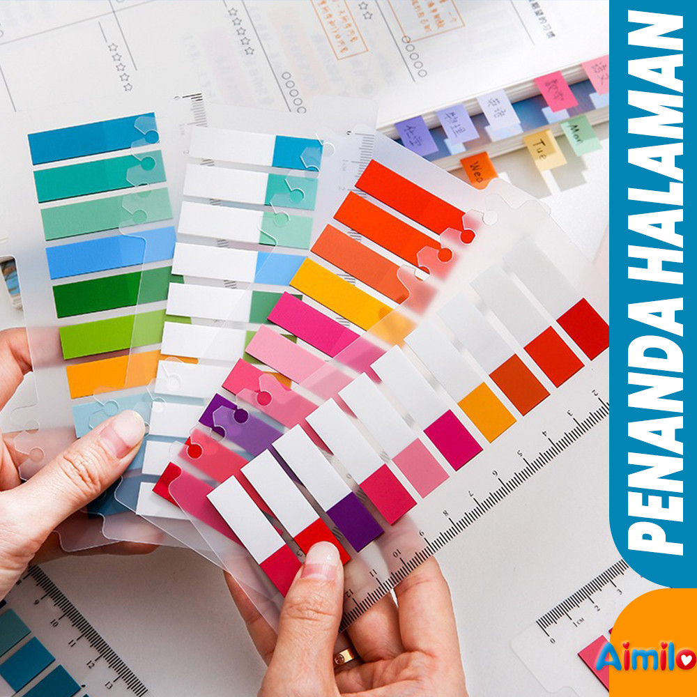 

Aimilo - 200 Lembar Sticky Notes Penanda Halaman Index Page Marker 10 Warna Dilengkapi Penggaris