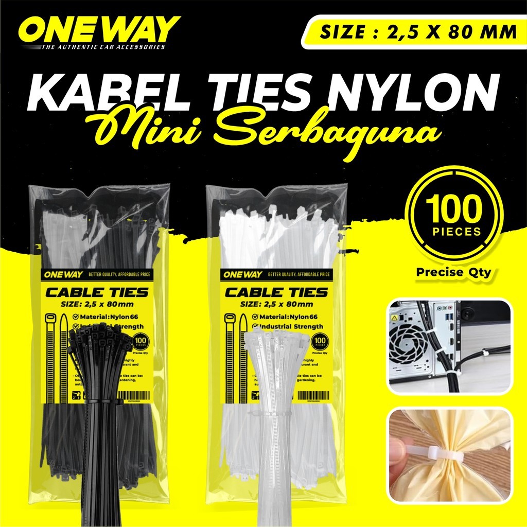 

NAJMAHJAYASHOP Nylon Cable Tie / Kabel Tis 2.5x80mm Cable Ties Tie Nilon Kabel Ties Putih 2,5 x 80 mm Serbaguna Kuat isi 100pcs