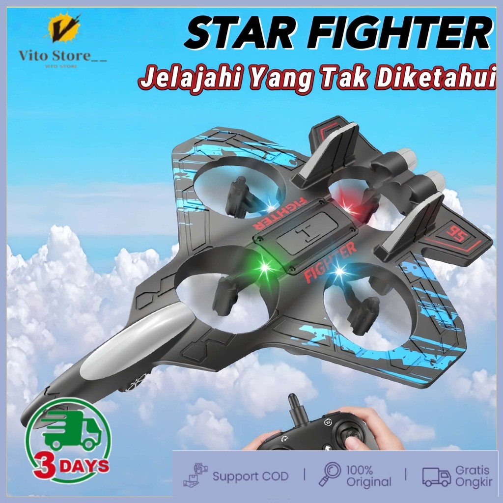 Mainan Anak Pesawat Remote Control Hadiah Anak Laki-laki Busa Glider Pesawat Tempur Remote Control