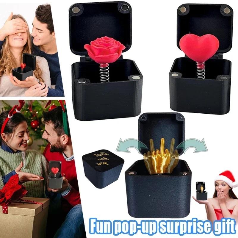 

Fun Love Rose Pop-up Surprise Gift Box Prank Middle Finger Surprise Valentine's Day Christmas Holiday Gift Toy Home Decoration