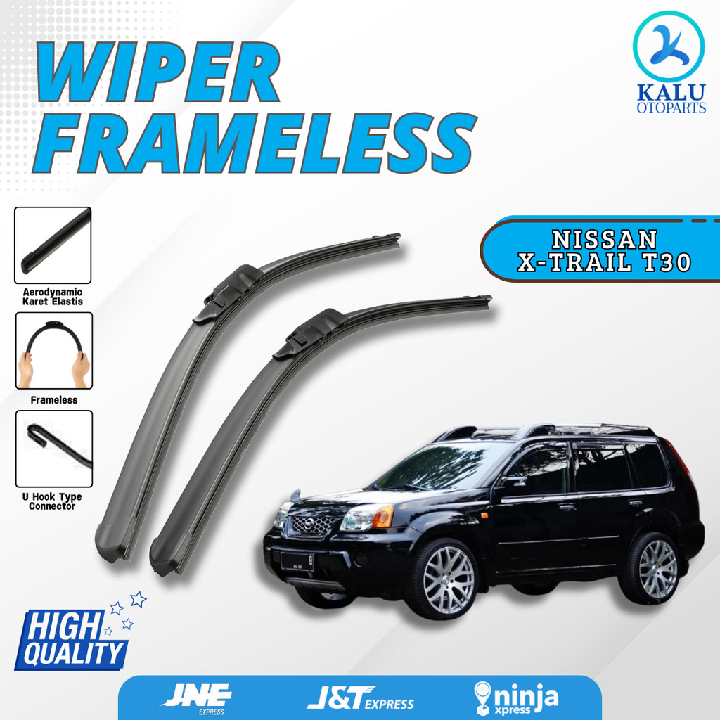 Wiper Mobil Nissan X-Trail Xtrail T30 Frameless 1 Set Kiri Kanan Tanpa Rangka Besi Full Karet