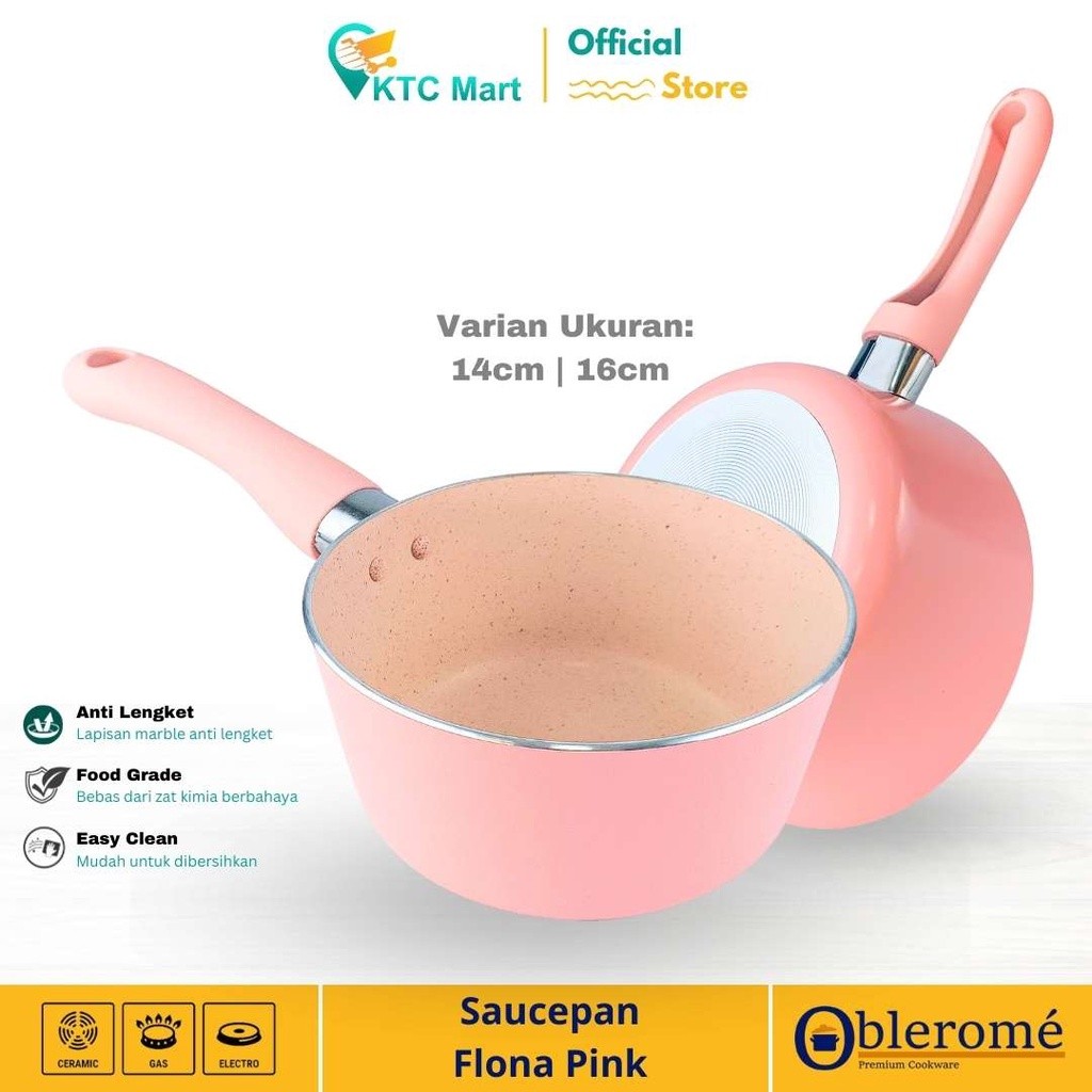 OBLEROME Panci Susu Granite Mini Anti Lengket Foodgrade Sauce Pan Marble Anti Lengket Panci Susu ant