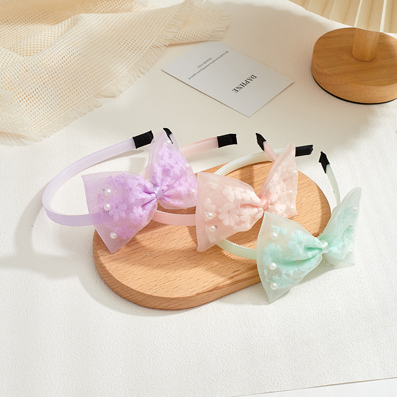 WEISON Bando Anak  Motif Pita Aksesoris Rambut Anak Bunga Mutiara Cantik Aksesoris Bando Fashion Ana