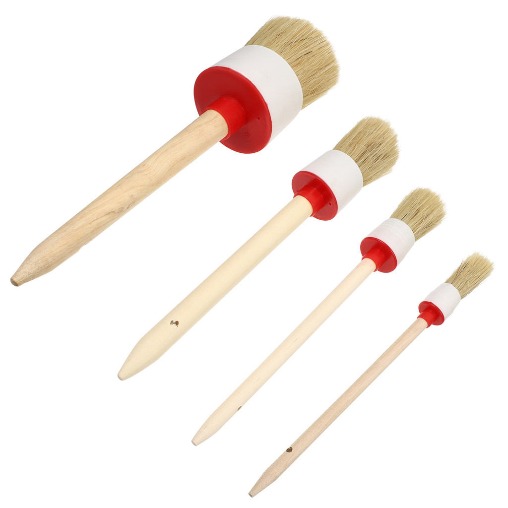 

4Pcs Paint Brush Set Durable Flexible Wood H Bristle Cleaning Tools For Home Varnish Glue Artist Oil Brushes