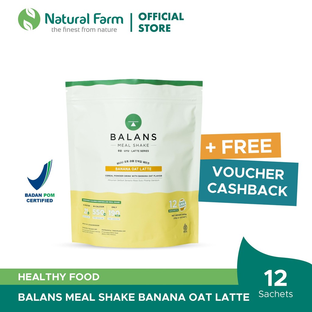Balans Meal Shake Banana Oat Latte - 12 Sachet