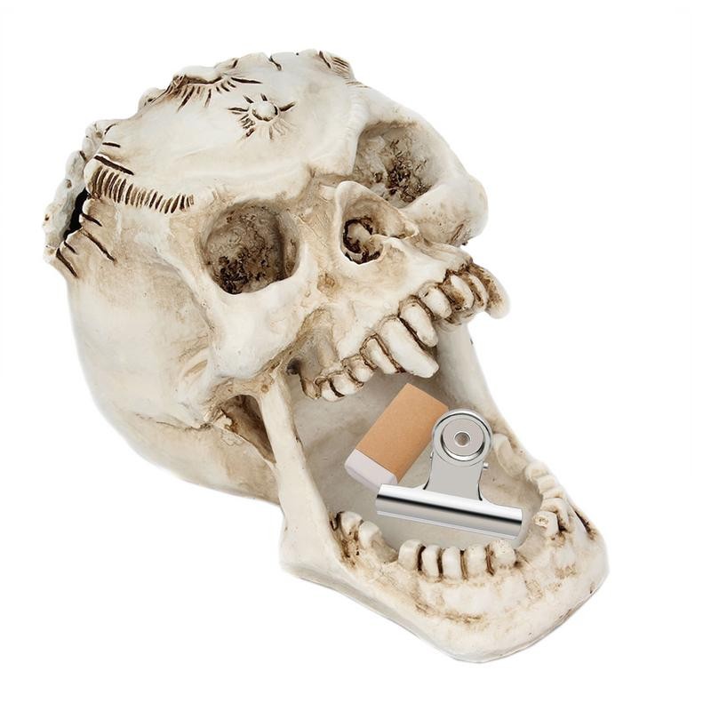 

Skull Pen Holder Makeup Brush Holder Skull Pencil Organizer Pot Spooky Goth Decorations Skull Key Holder Trick Or Treat Decor