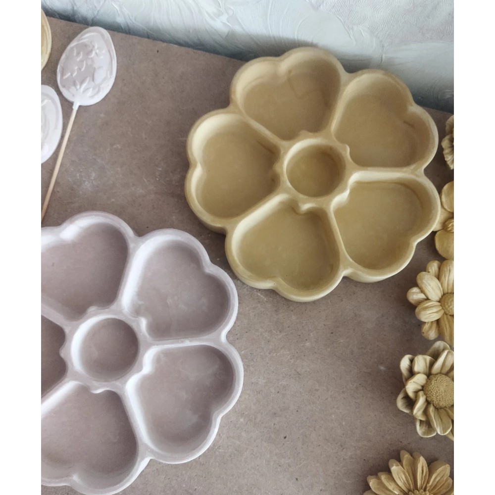 

5-Hole Shape DIY Color Palette Silicone Mold Jewelry Display Storage Tray Concrete Resin Gypsum Silicone Mold