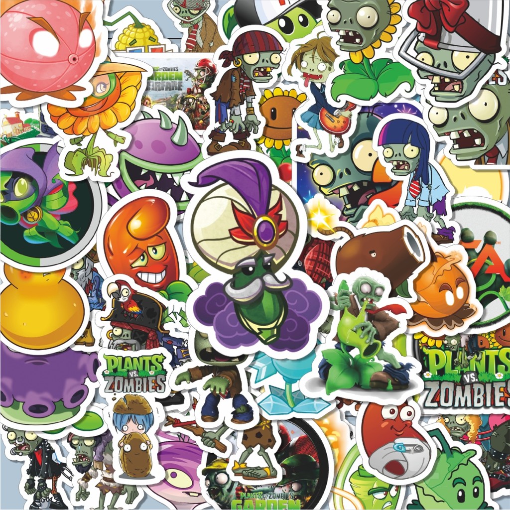 

100PCS Lucu Stiker Game Series PLANT vs ZOMBIE Character Mix 2 Stiker Aesthetic Stiker Anti Air Stikers Berperekat Waterproof sticker decal buat Motor Helm Buku Journal Koper Casing HP Laptop Botol Minum Hadiah anak