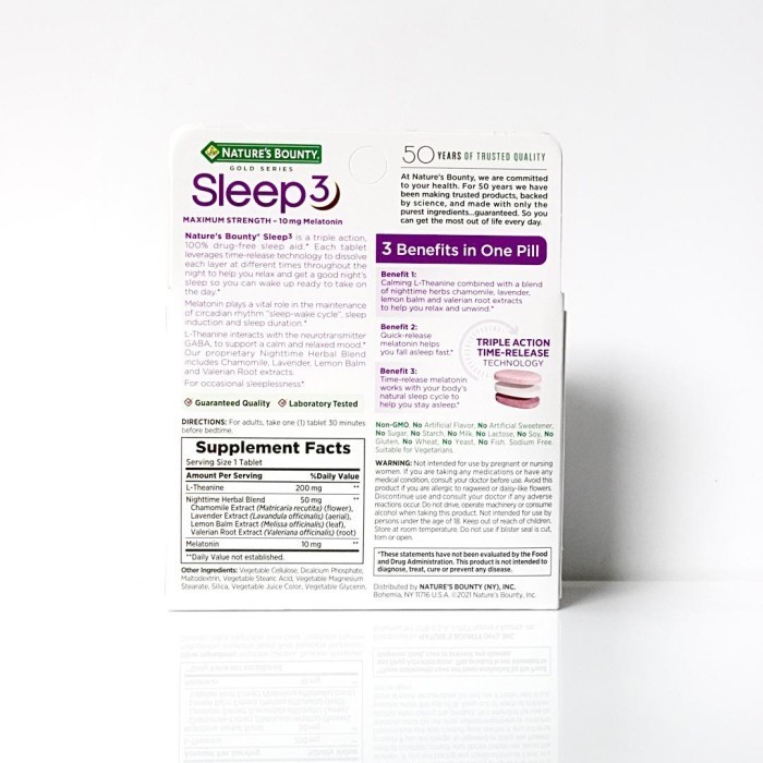 Nature's Bounty Sleep 3 Maximum Strength 10 mg Melatonin , 60 Tablets - ORI 100% USA - Nature Bounty