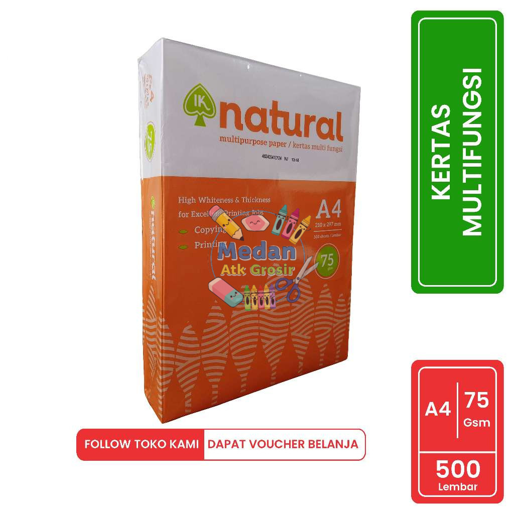 

KERTAS HVS UKURAN A4 NATURAL 75 GSM TEBAL
