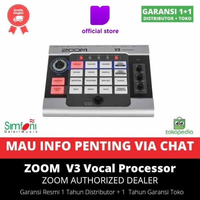 ZOOM V3 Effect Processor - Prosesor Suara dengan 16 Efek Kreatif & Kontrol Independen Kompresi Rever