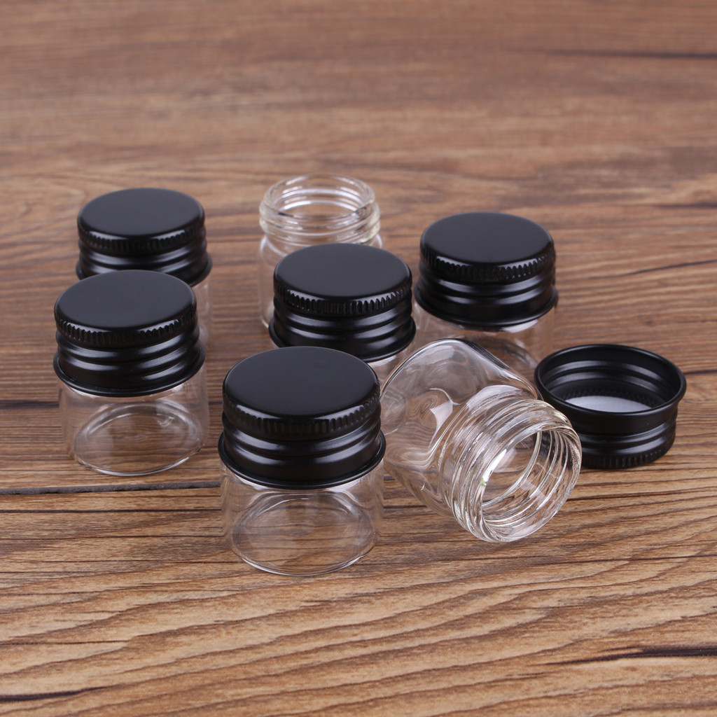

5pcs 10ml 30*30mm Glass bottles with Black Aluminum Caps Potion bottles Glass Jars Glass vessels Glass bottle for Wedding party