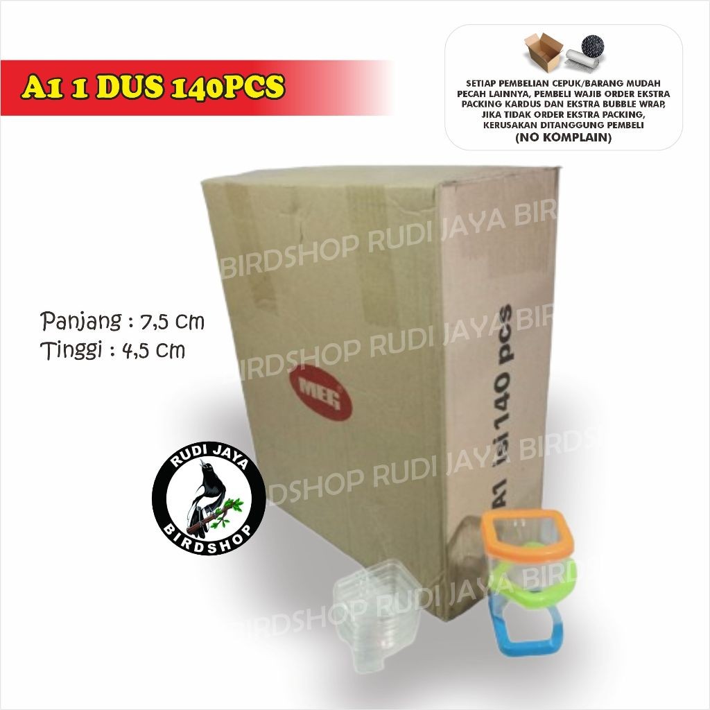 READY CEPUK MEG A1 A2 A3 1 DUS 1 PAK TEMPAT PAKAN MINUM BURUNG MURAI PLECI LENGKAP TUTUP ANTI TUMPAH
