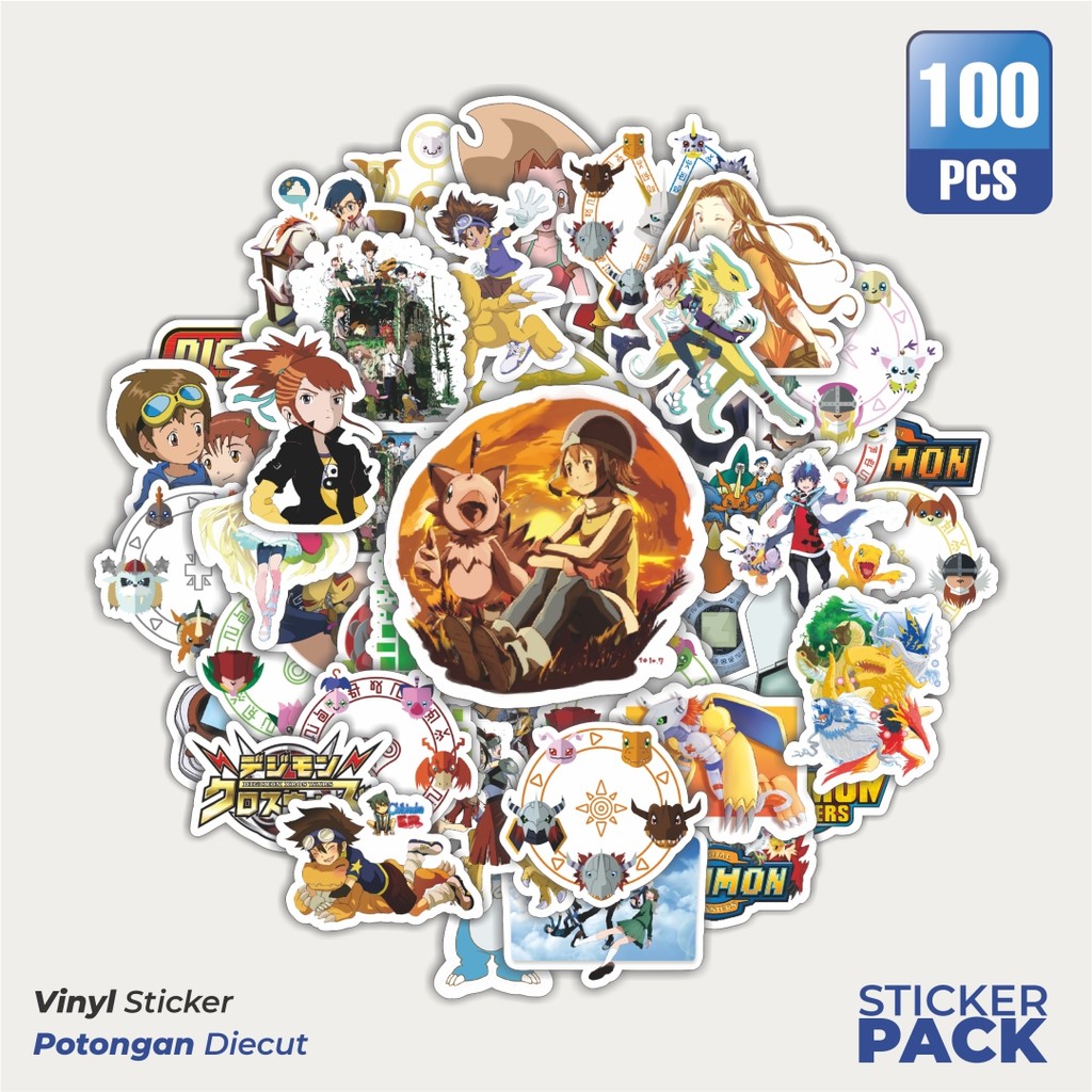 

100 PCS STIKER Anime Series Digimon Character Mix 2 Waterproof Aesthetic- Untuk Laptop, Motor, dan Helm - Paper Stationery Pack